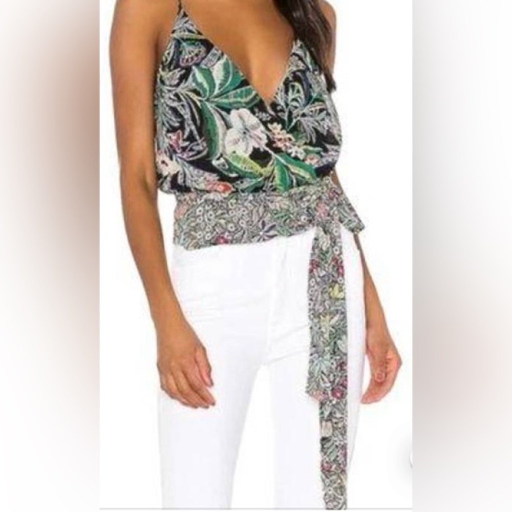 {Bailey/ 44} Kiara Cami Cross back floral tropical hawaiian wrap top